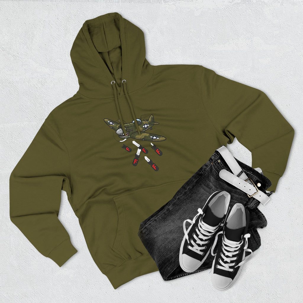 F-Bomb Fighter Plane Cartoon Hoodie – Cheeky Vintage Military Humor