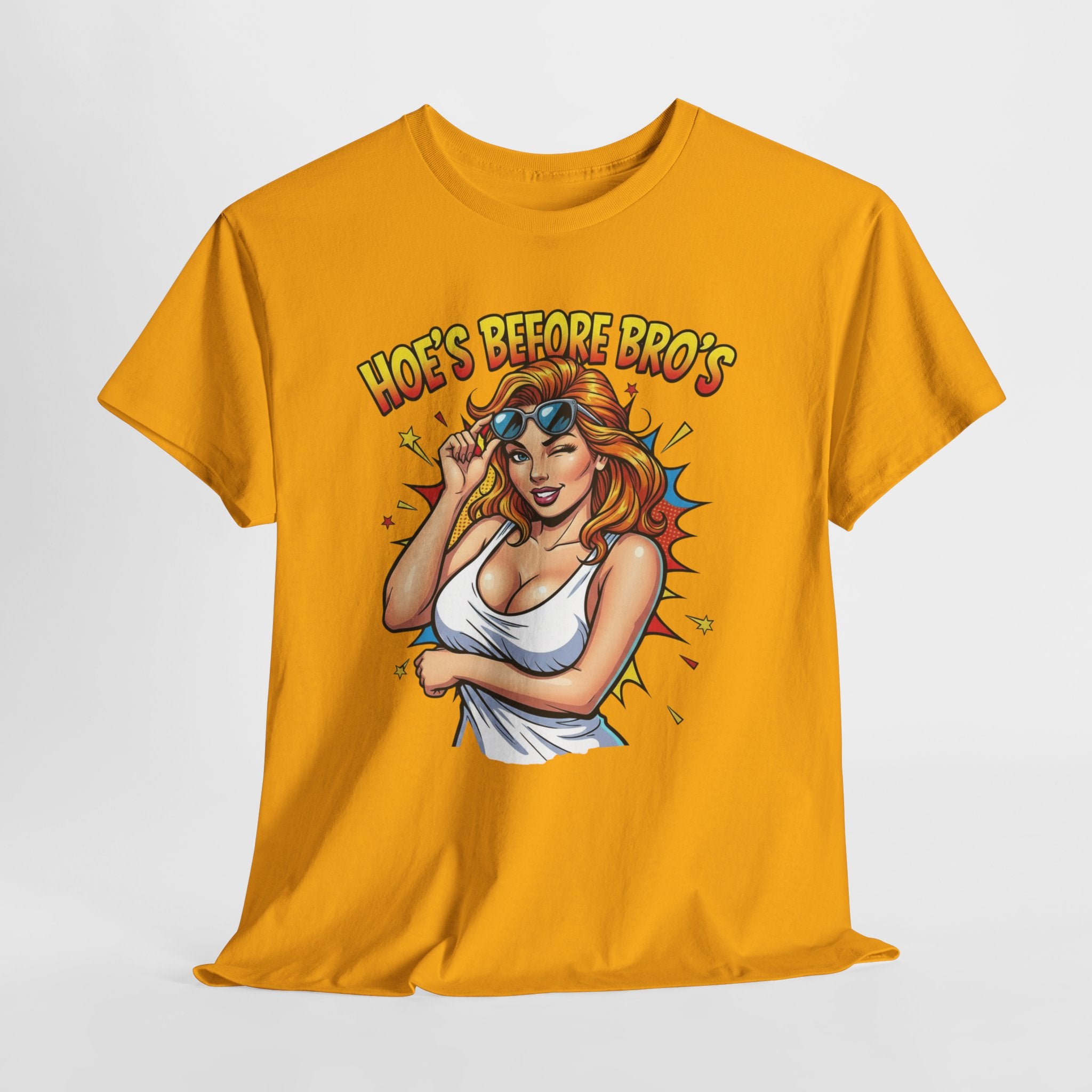 Graphic Tee — "Hoes Before Bro's" Pin-Up Style Women's Tee