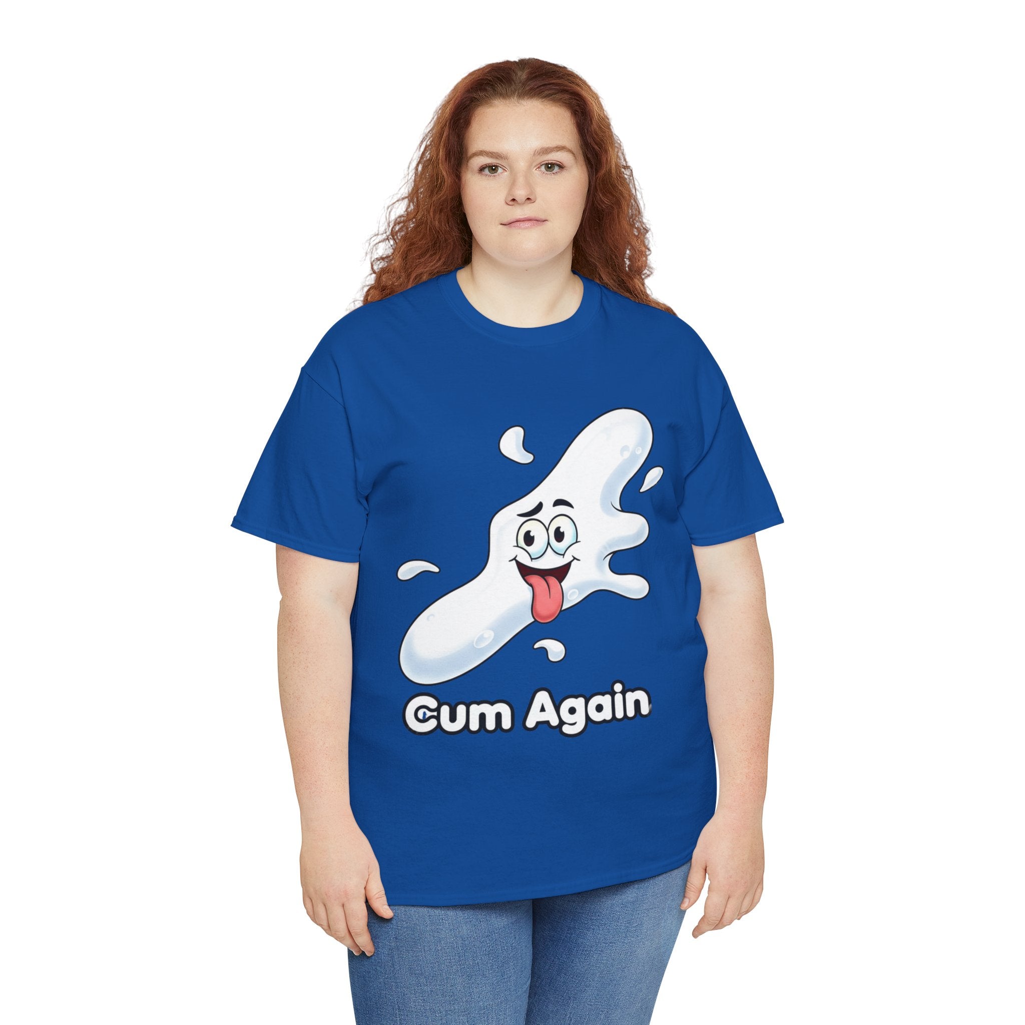 Graphic Tee — "Cum Again" Funny Cartoon Splash T-Shirt