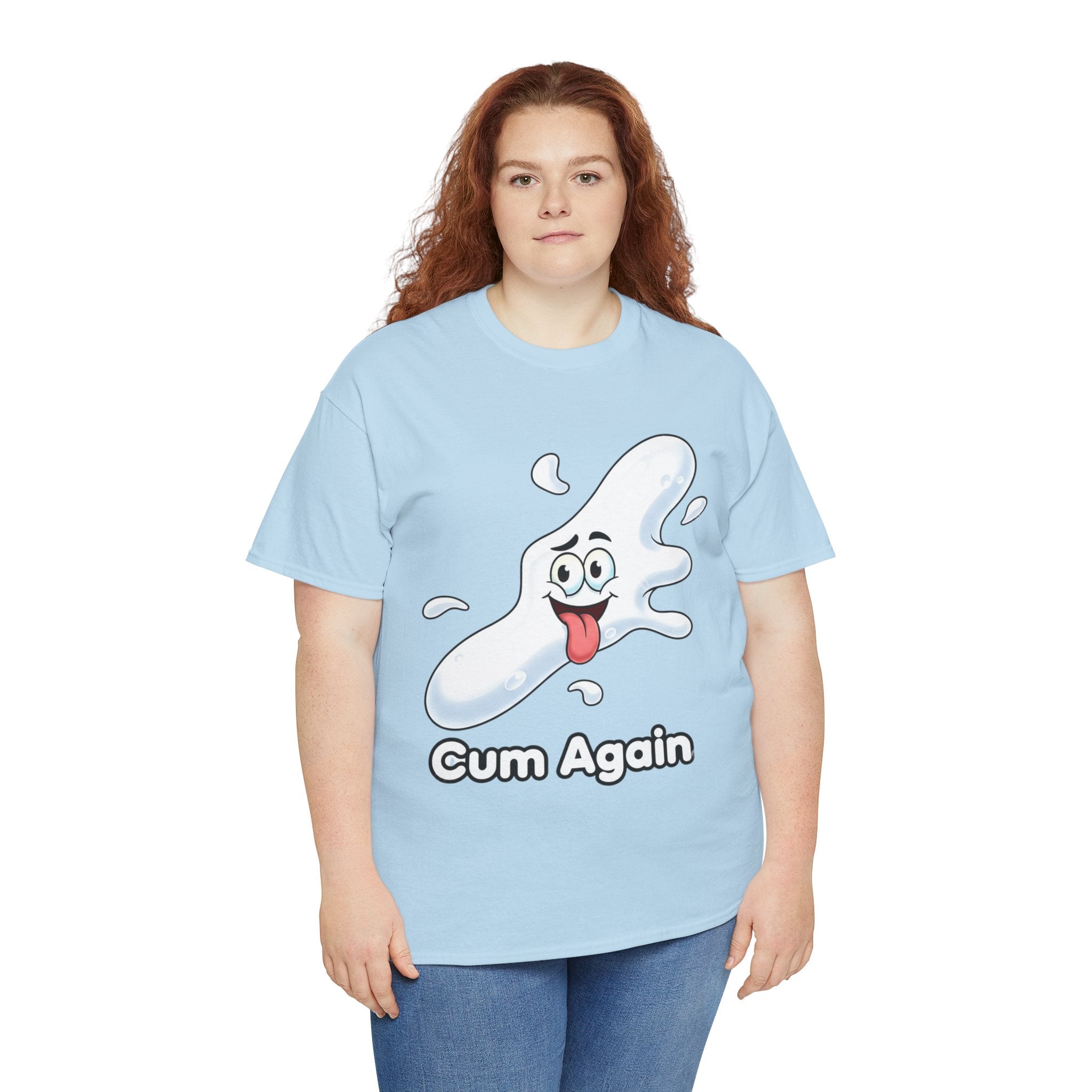 Graphic Tee — "Cum Again" Funny Cartoon Splash T-Shirt