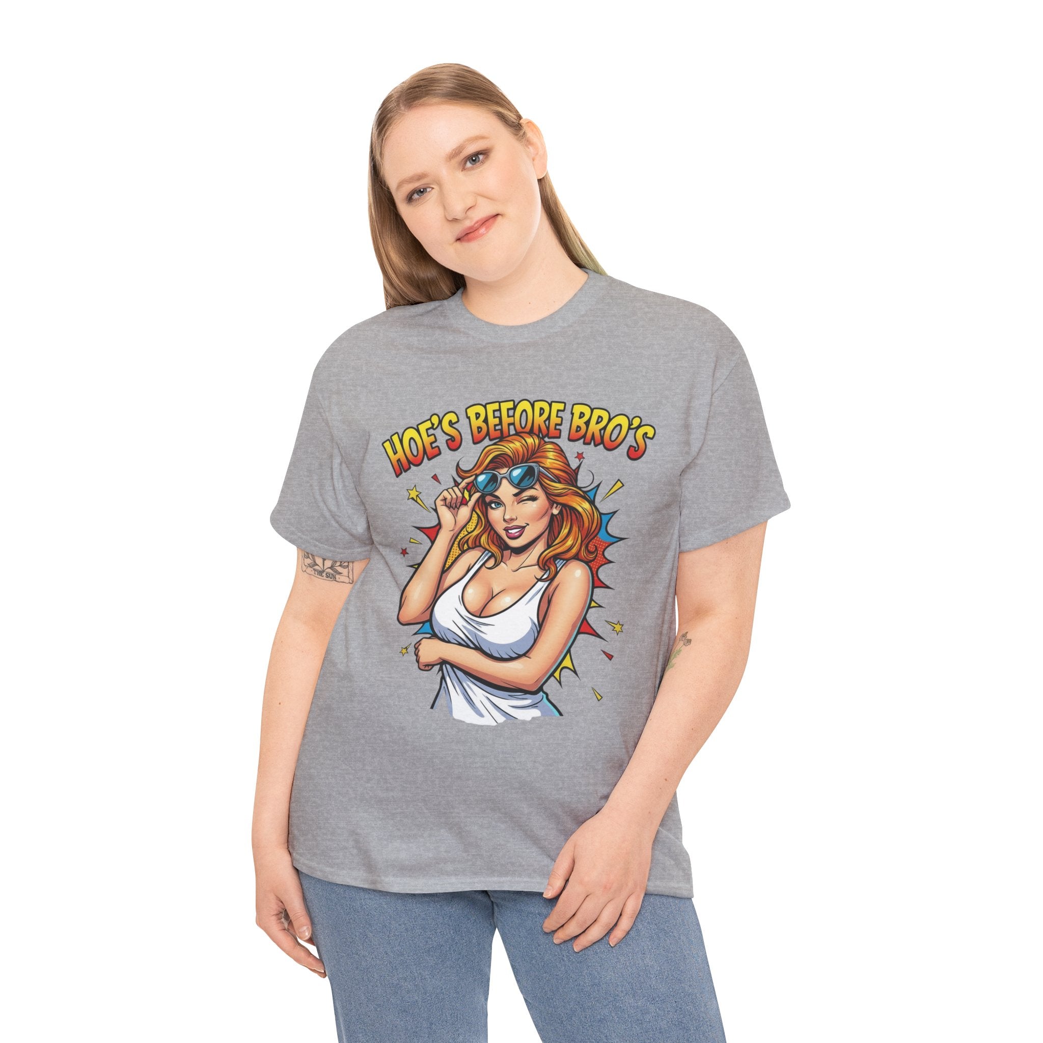 Graphic Tee — "Hoes Before Bro's" Pin-Up Style Women's Tee