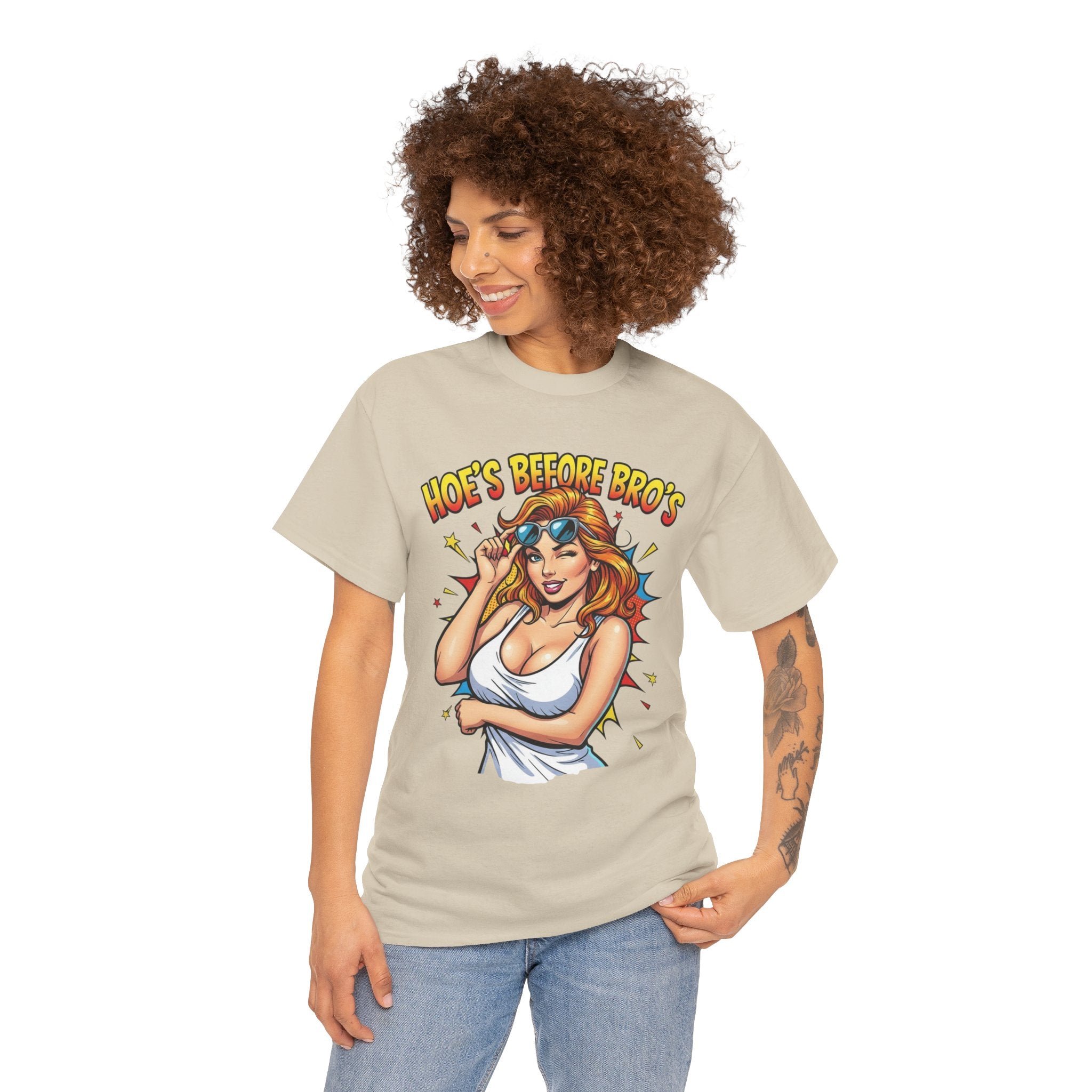 Graphic Tee — "Hoes Before Bro's" Pin-Up Style Women's Tee