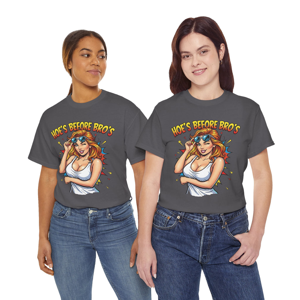 Graphic Tee — "Hoes Before Bro's" Pin-Up Style Women's Tee