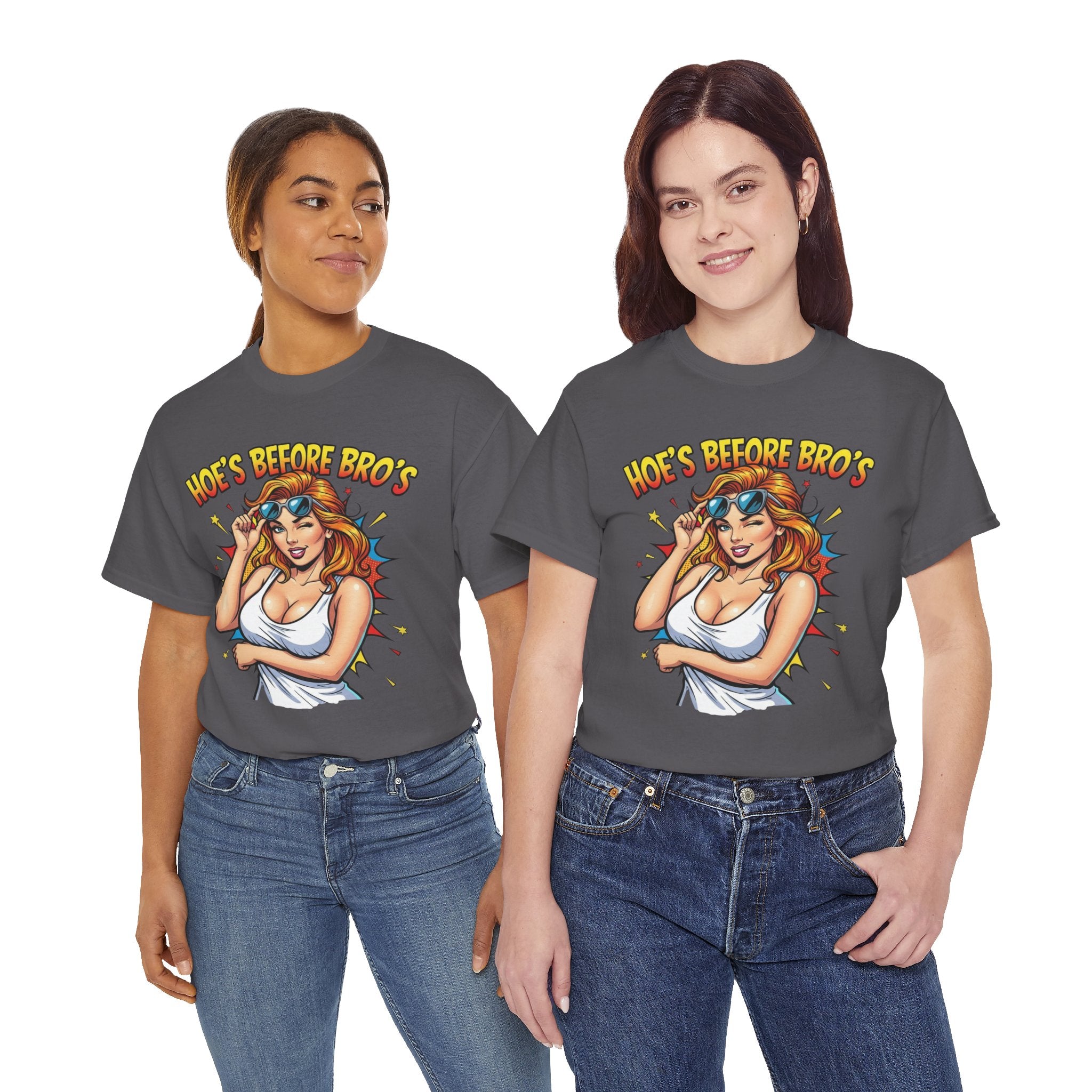 Graphic Tee — "Hoes Before Bro's" Pin-Up Style Women's Tee