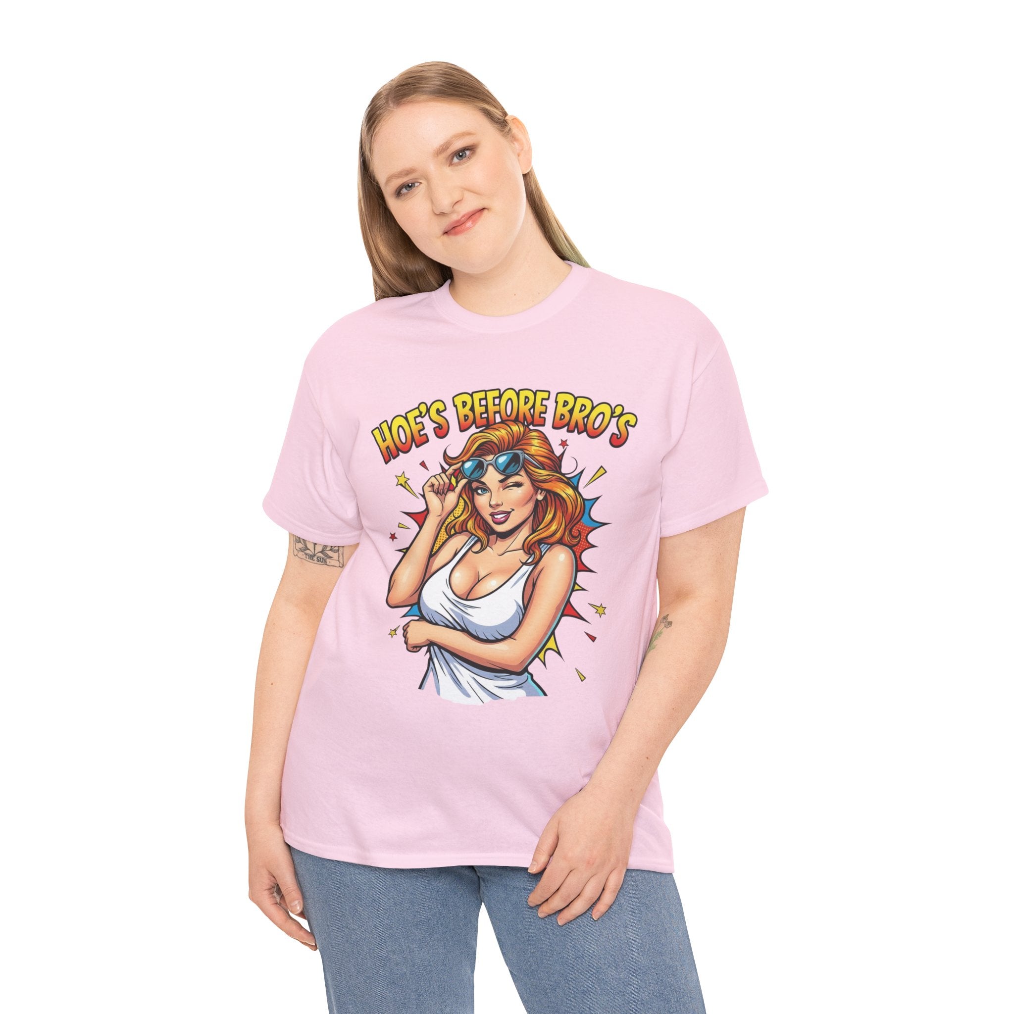 Graphic Tee — "Hoes Before Bro's" Pin-Up Style Women's Tee