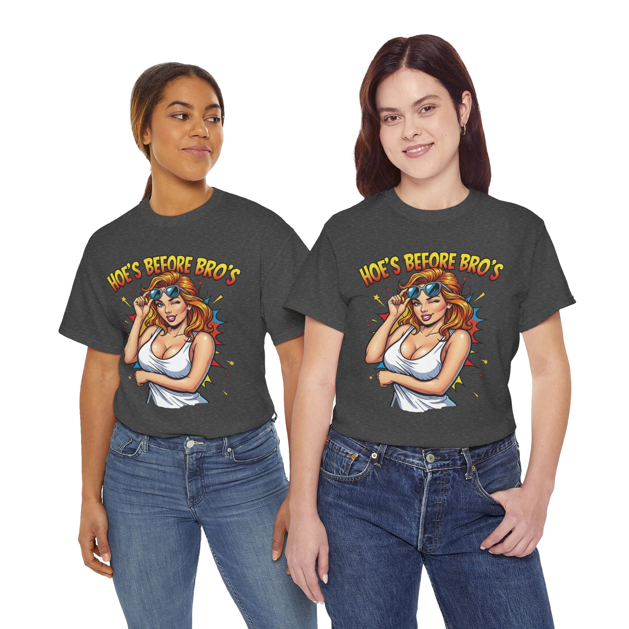 Graphic Tee — "Hoes Before Bro's" Pin-Up Style Women's Tee