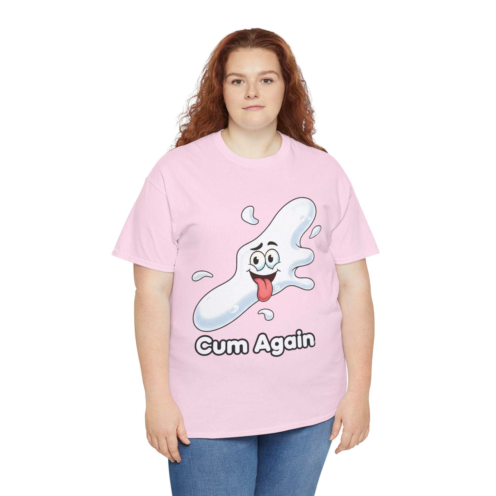 Graphic Tee — "Cum Again" Funny Cartoon Splash T-Shirt