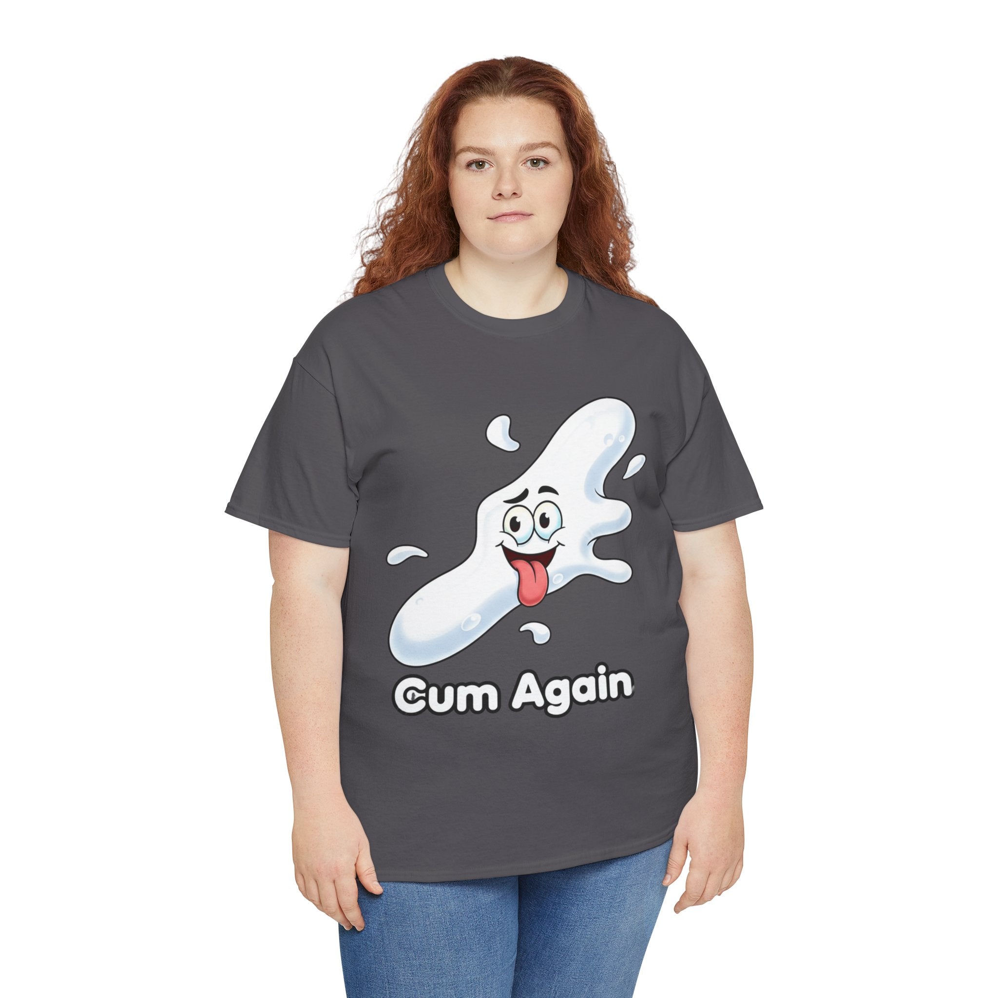 Graphic Tee — "Cum Again" Funny Cartoon Splash T-Shirt