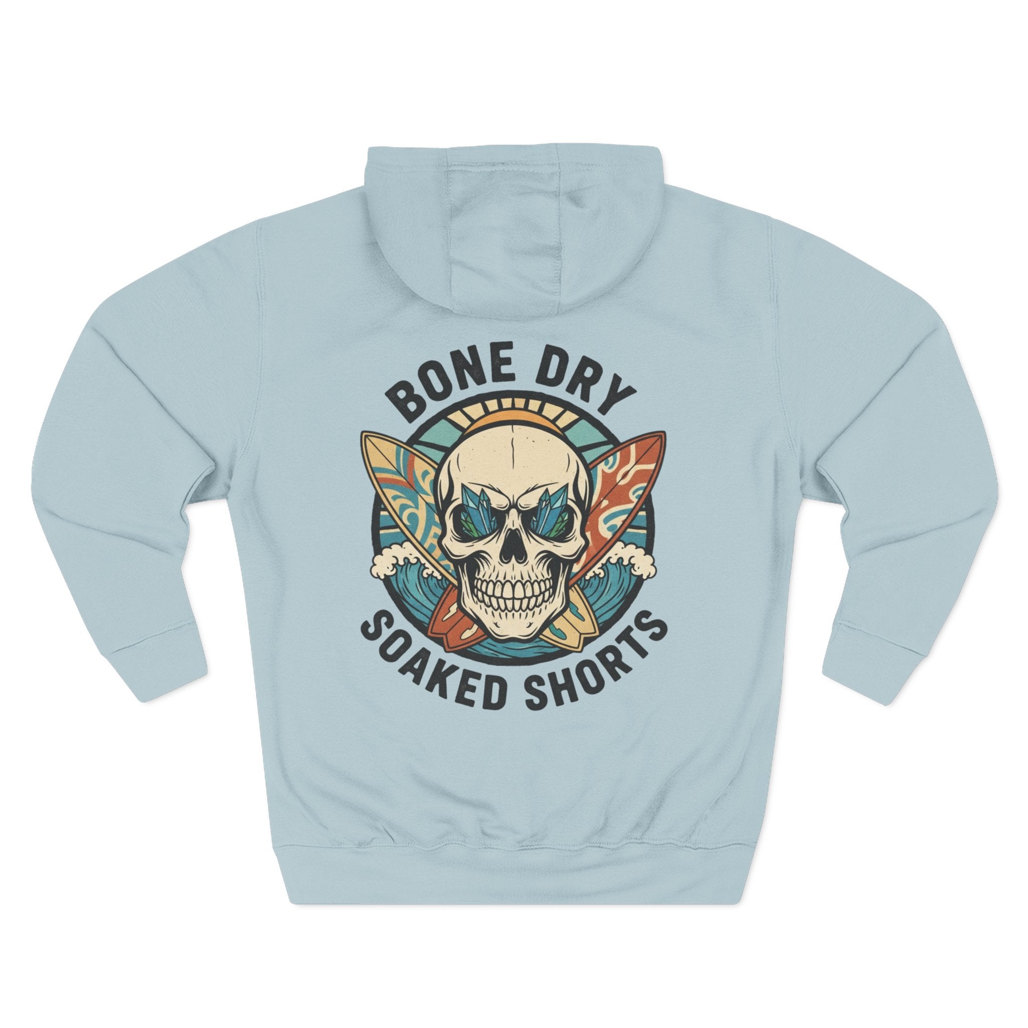 Bone Dry Soaked Shorts Skull Surf Hoodie – Cheeky Aussie Beach Humor