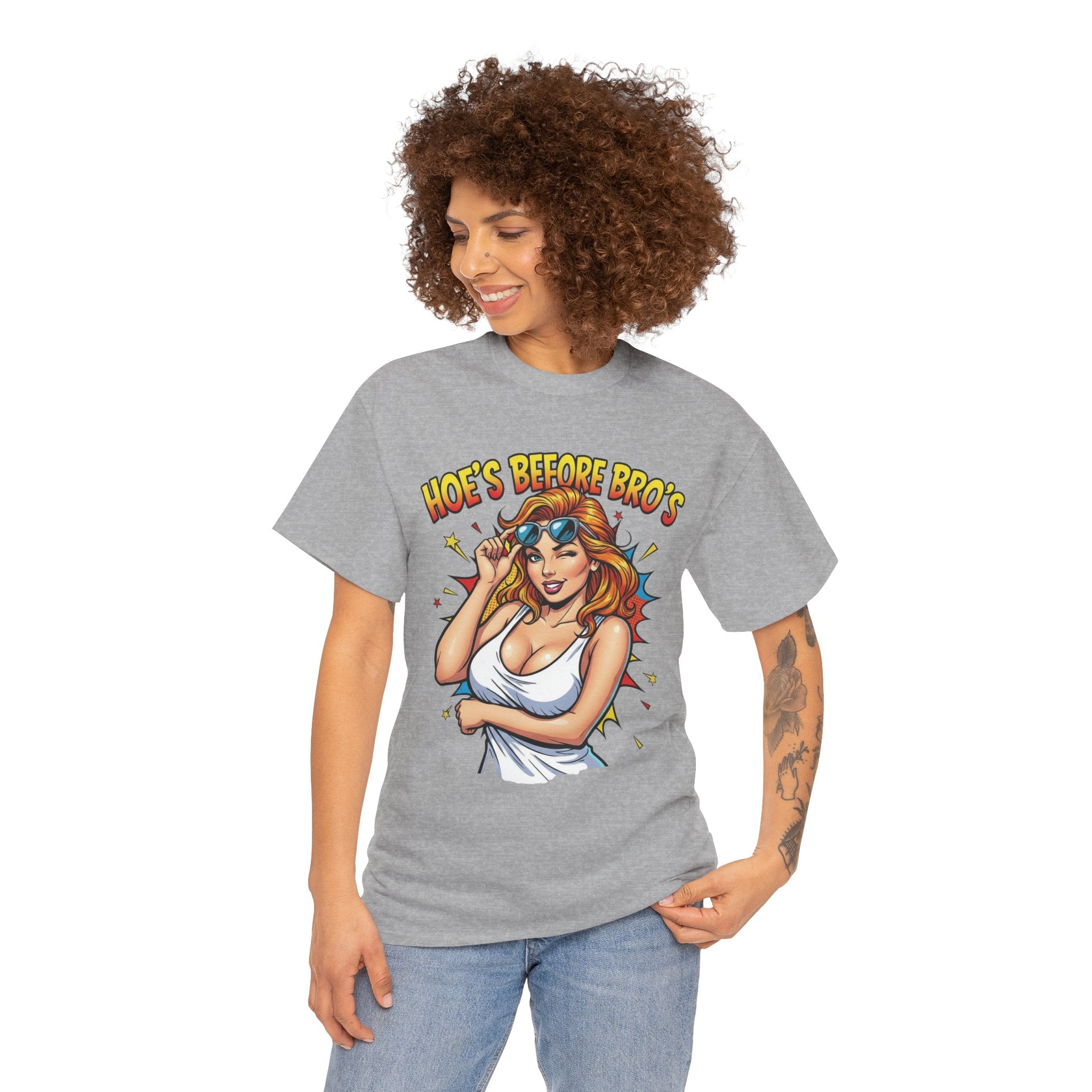 Graphic Tee — "Hoes Before Bro's" Pin-Up Style Women's Tee