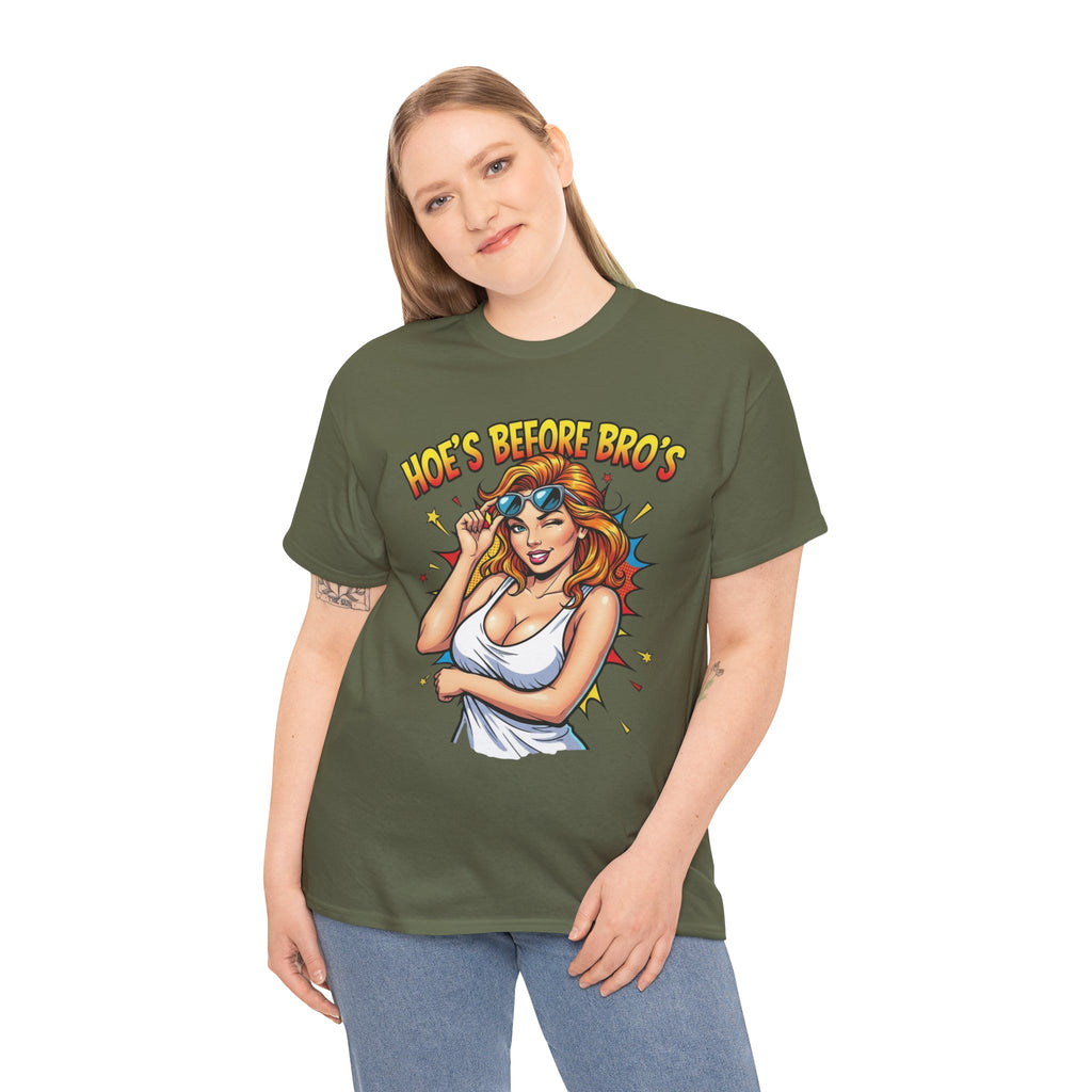Graphic Tee — "Hoes Before Bro's" Pin-Up Style Women's Tee
