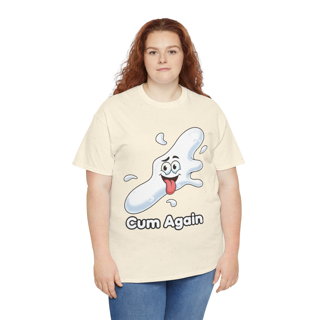 Graphic Tee — "Cum Again" Funny Cartoon Splash T-Shirt