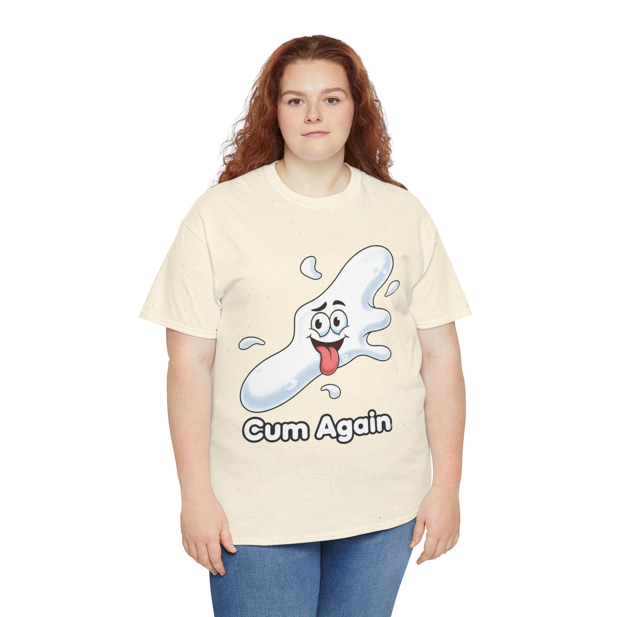 Graphic Tee — "Cum Again" Funny Cartoon Splash T-Shirt