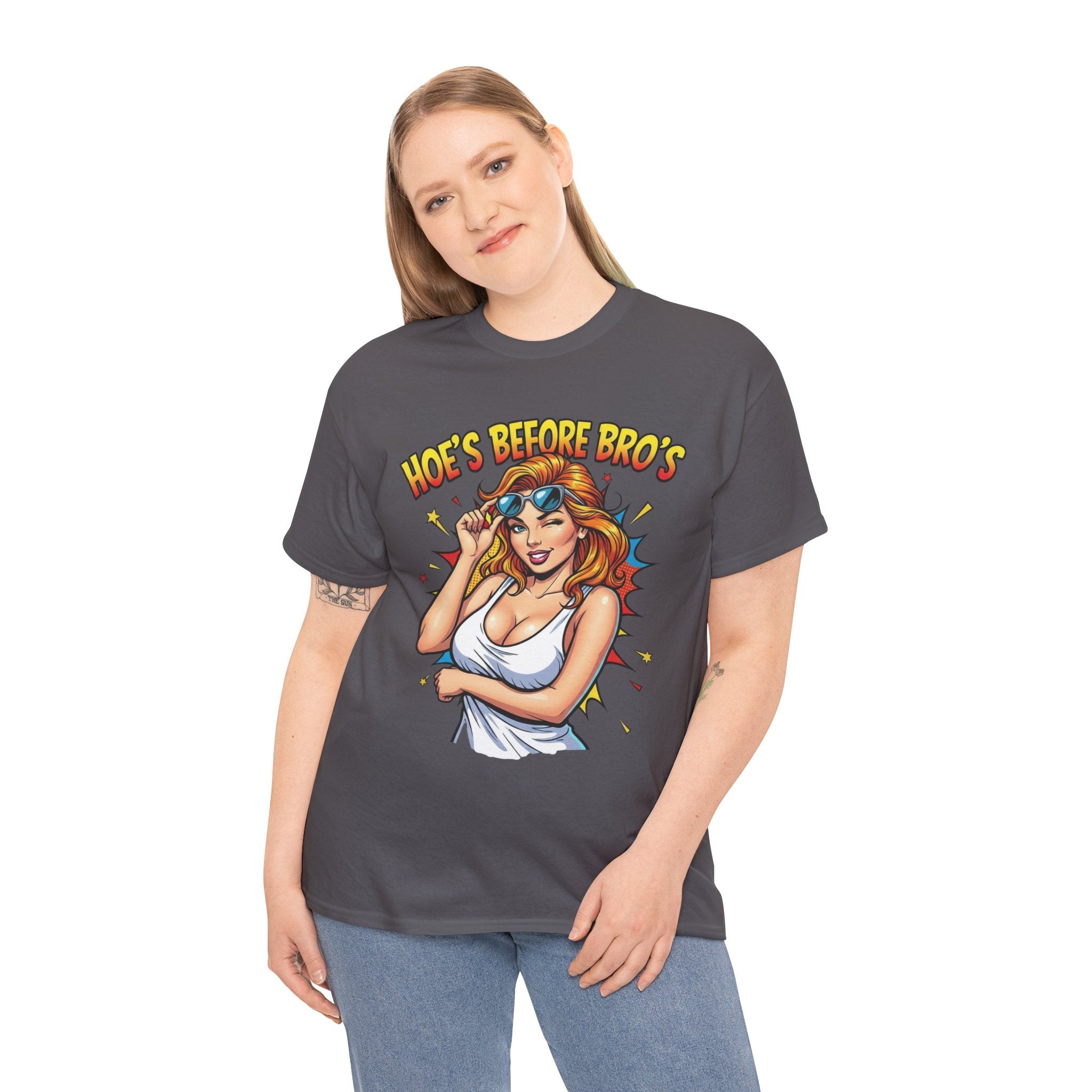 Graphic Tee — "Hoes Before Bro's" Pin-Up Style Women's Tee