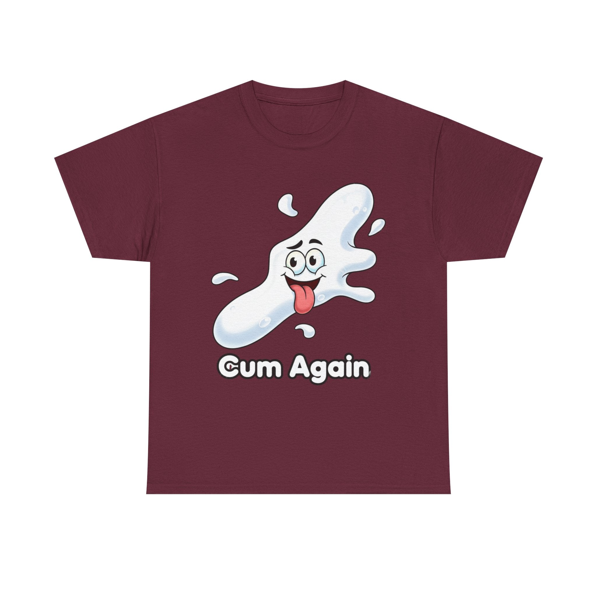 Graphic Tee — "Cum Again" Funny Cartoon Splash T-Shirt