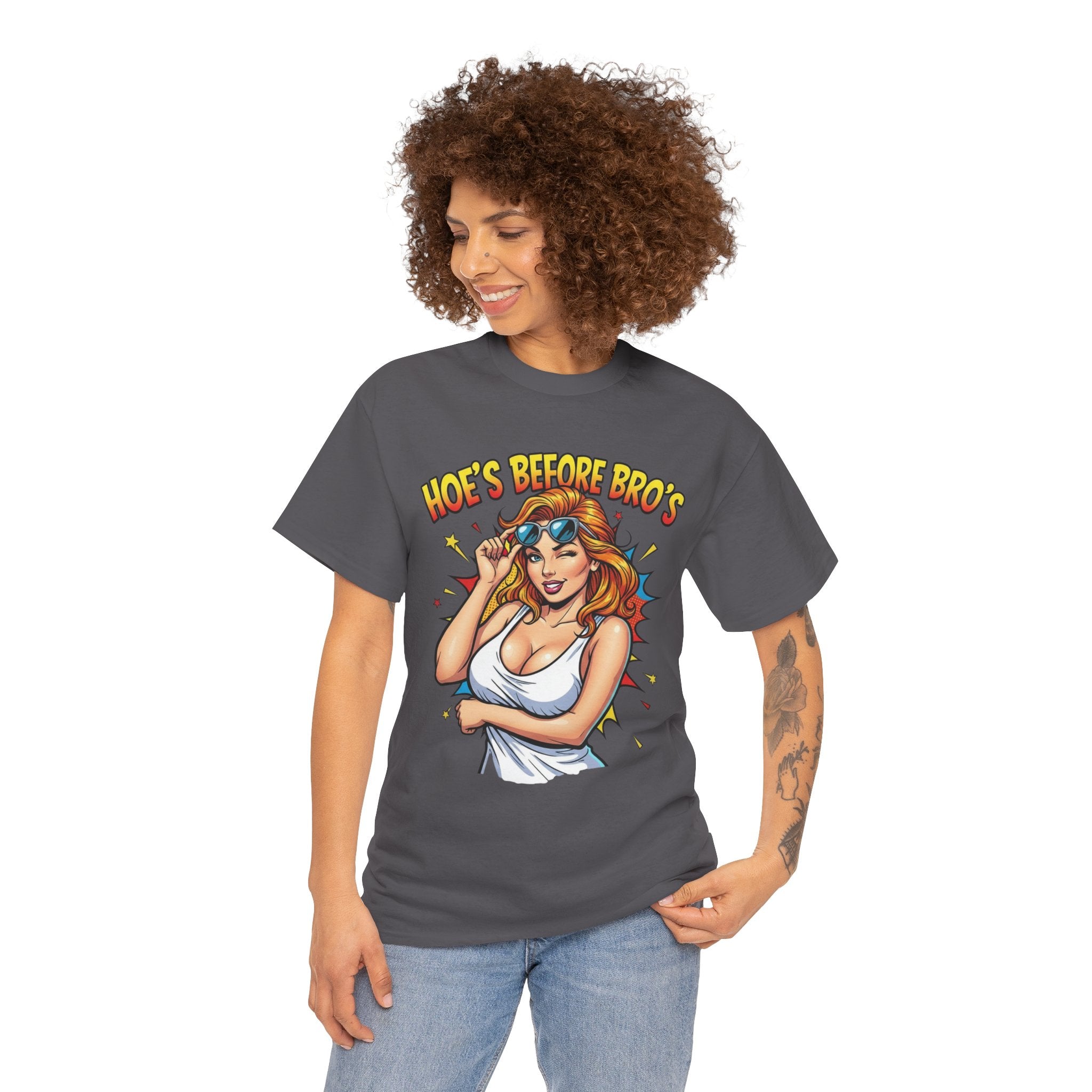 Graphic Tee — "Hoes Before Bro's" Pin-Up Style Women's Tee