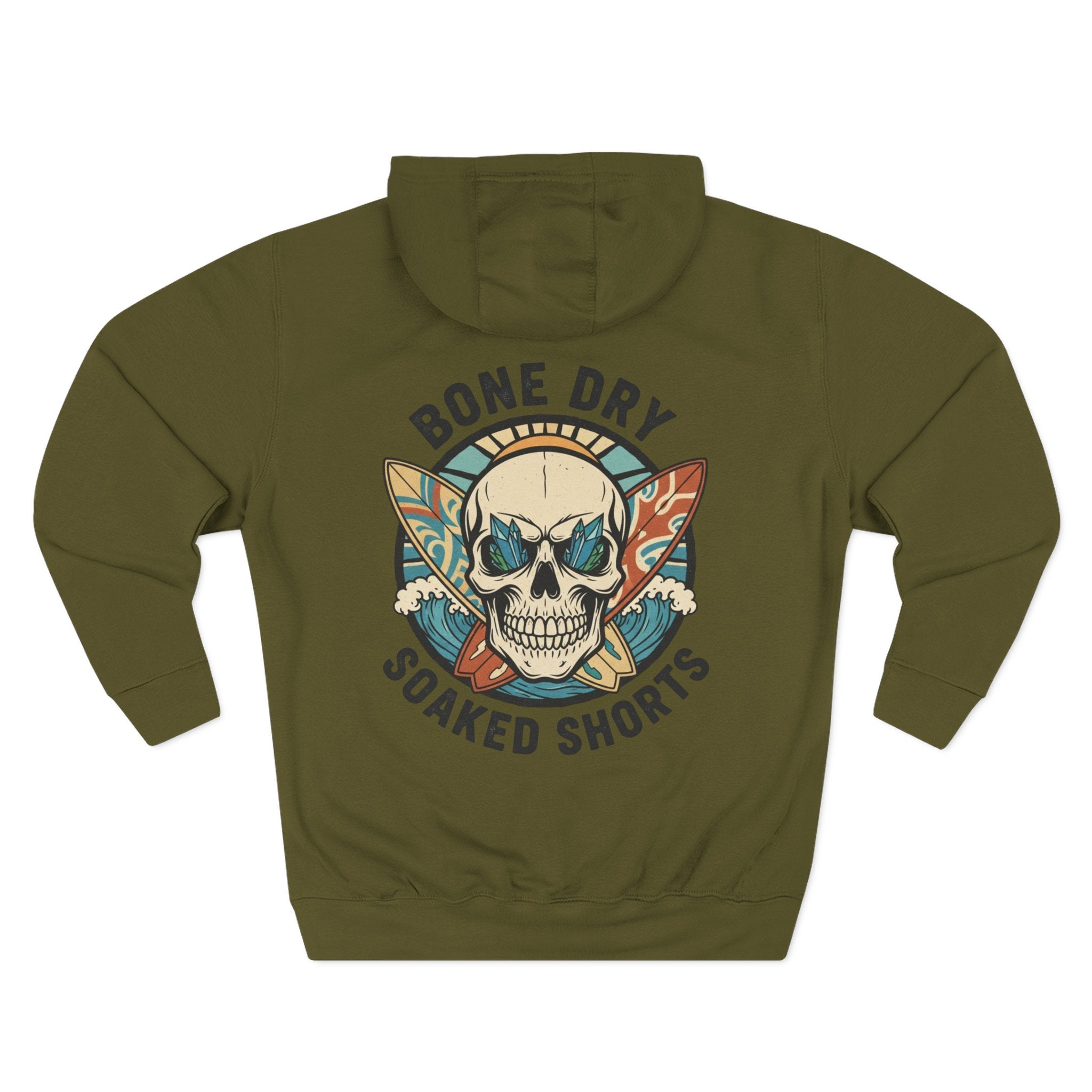 Bone Dry Soaked Shorts Skull Surf Hoodie – Cheeky Aussie Beach Humor