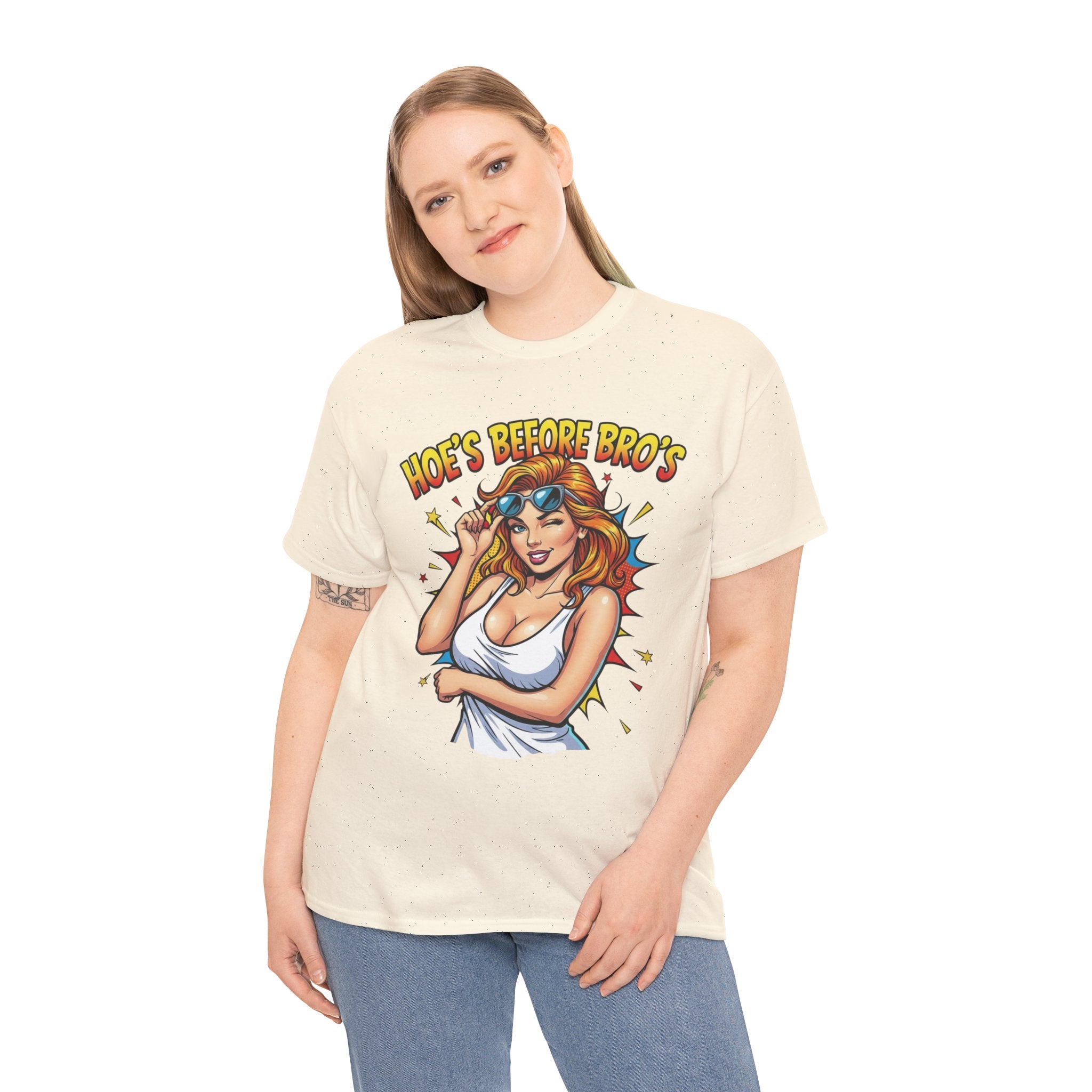 Graphic Tee — "Hoes Before Bro's" Pin-Up Style Women's Tee