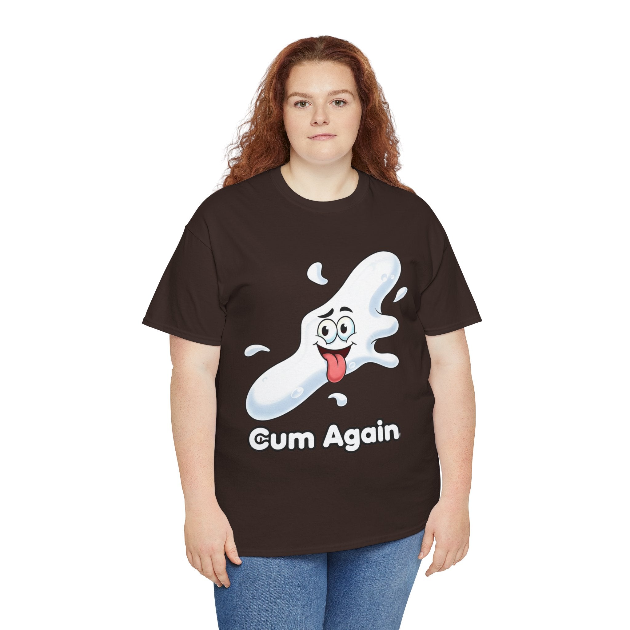 Graphic Tee — "Cum Again" Funny Cartoon Splash T-Shirt