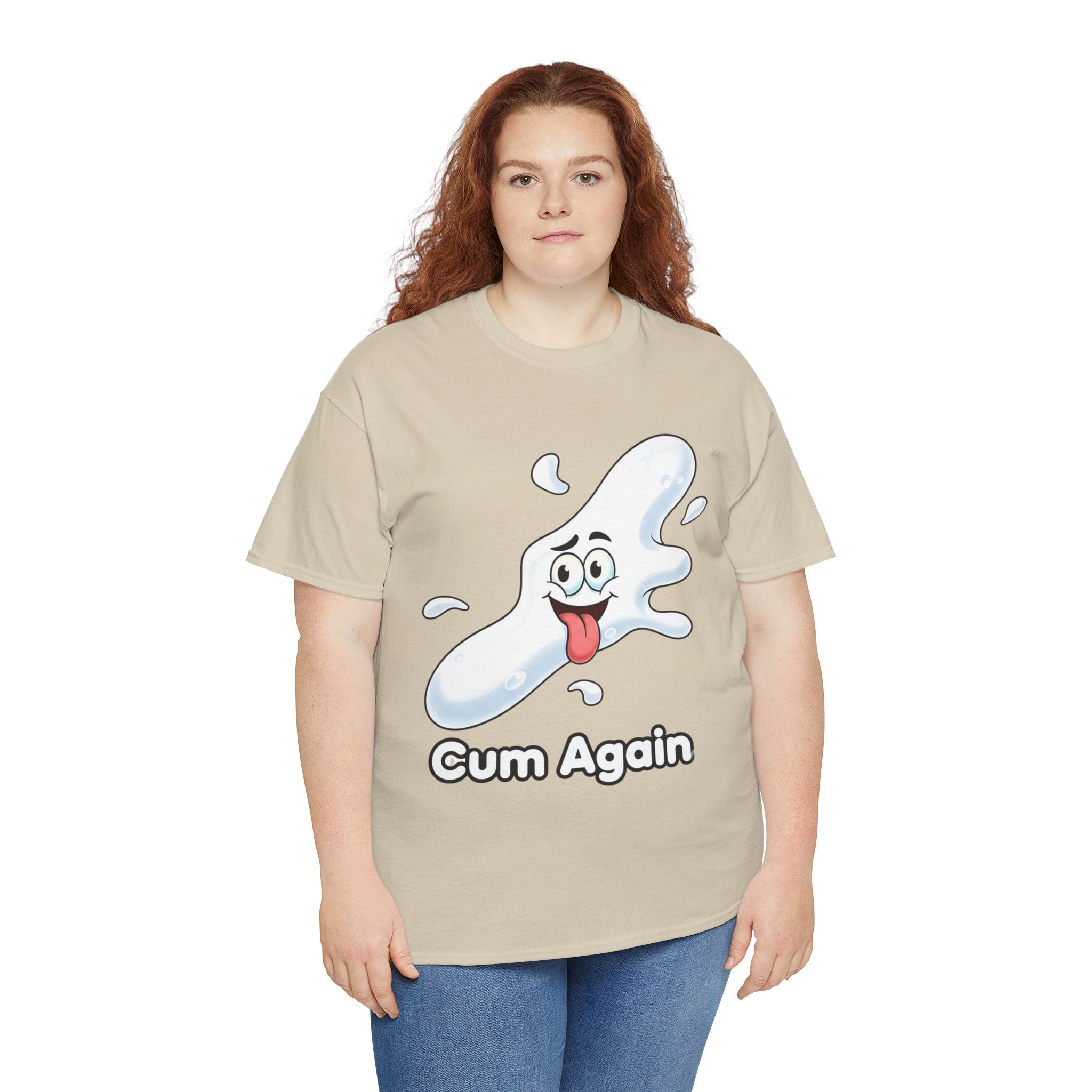 Graphic Tee — "Cum Again" Funny Cartoon Splash T-Shirt
