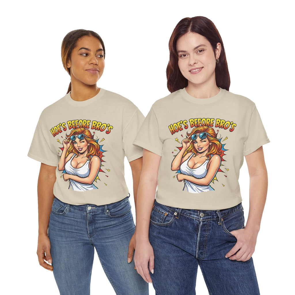 Graphic Tee — "Hoes Before Bro's" Pin-Up Style Women's Tee