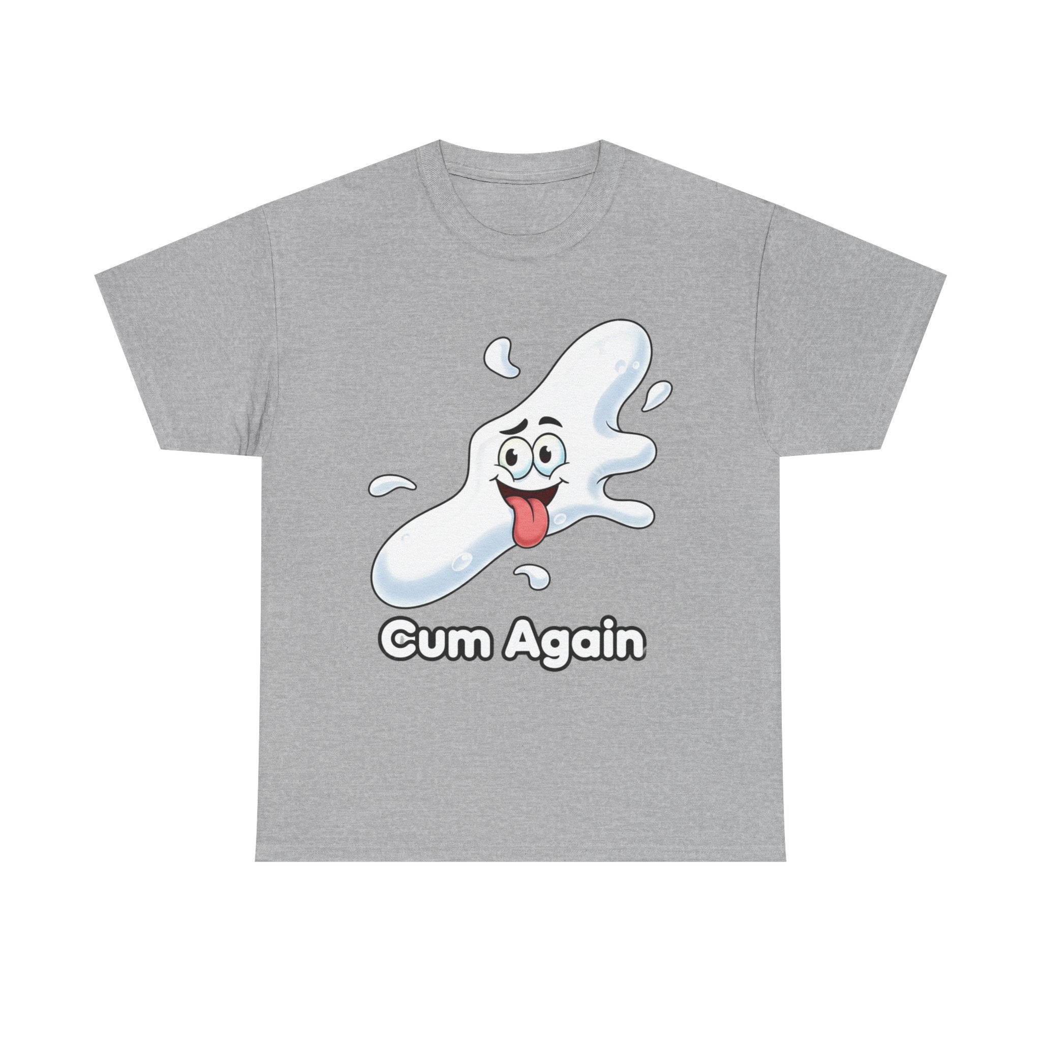 Graphic Tee — "Cum Again" Funny Cartoon Splash T-Shirt