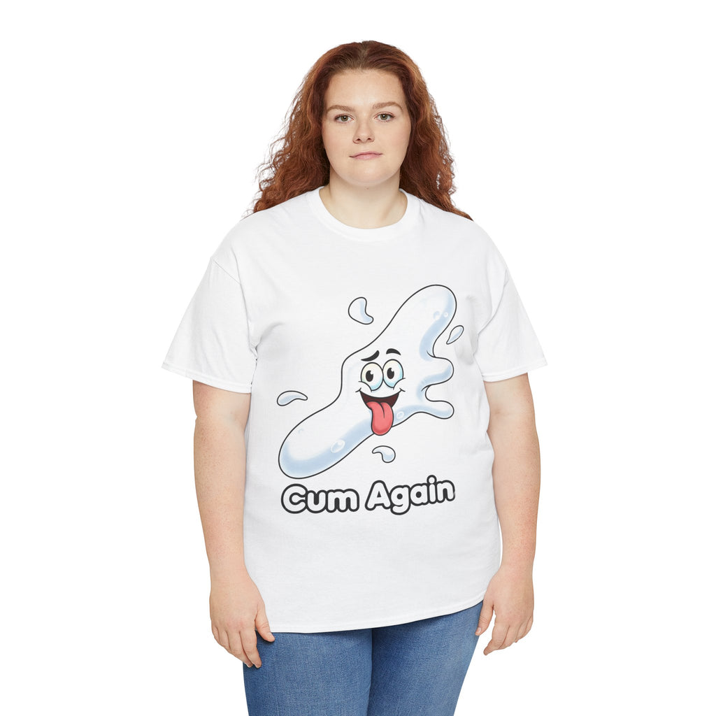 Graphic Tee — "Cum Again" Funny Cartoon Splash T-Shirt