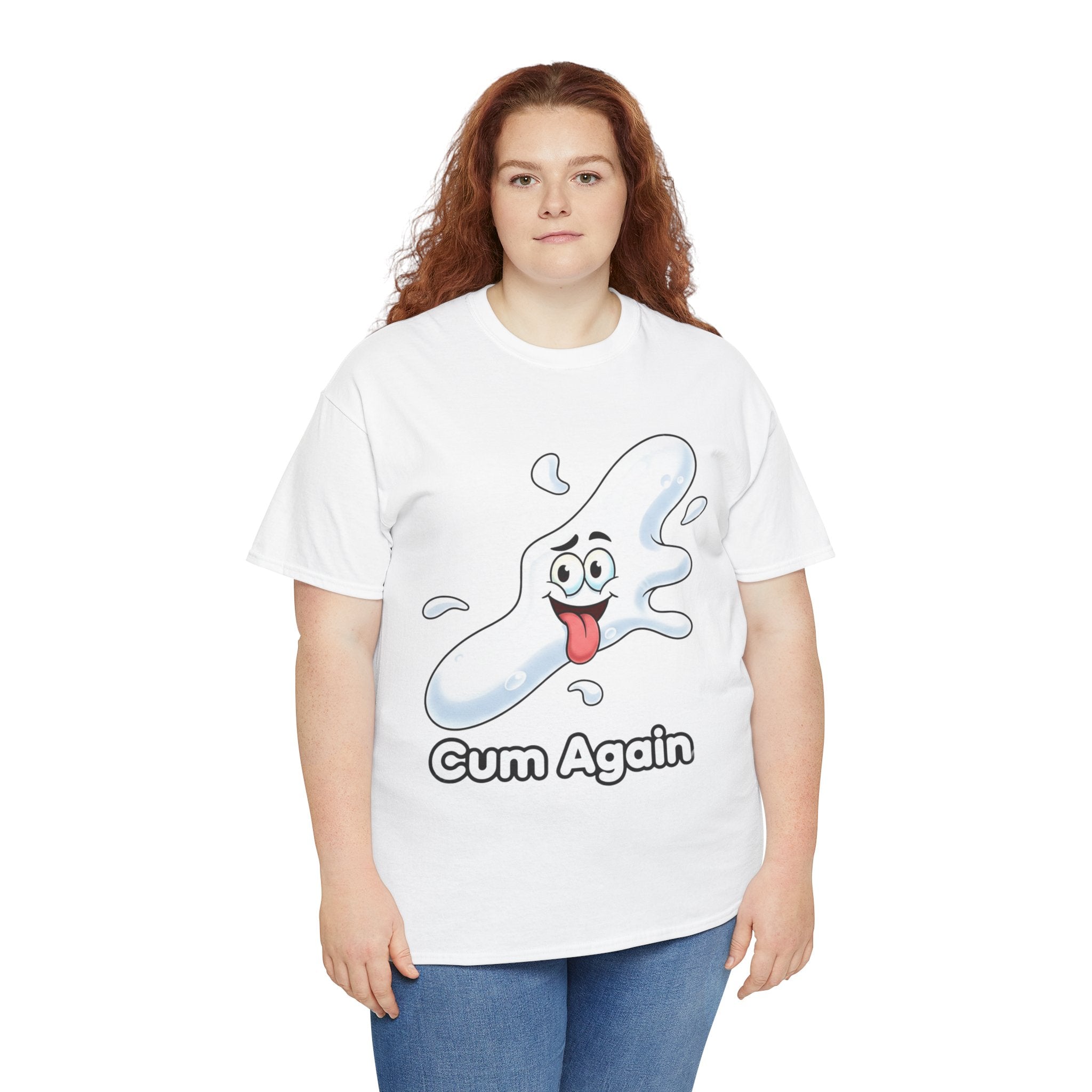 Graphic Tee — "Cum Again" Funny Cartoon Splash T-Shirt