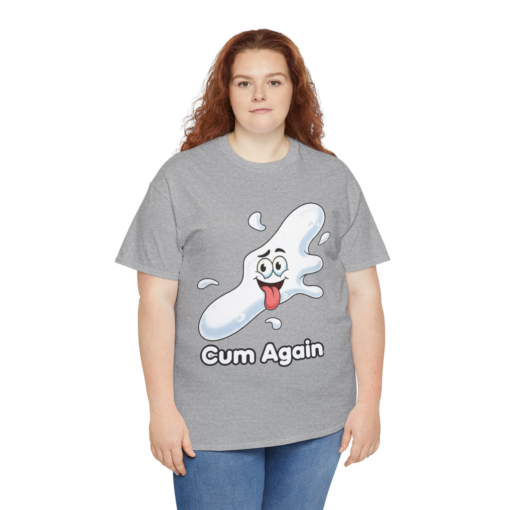 Graphic Tee — "Cum Again" Funny Cartoon Splash T-Shirt