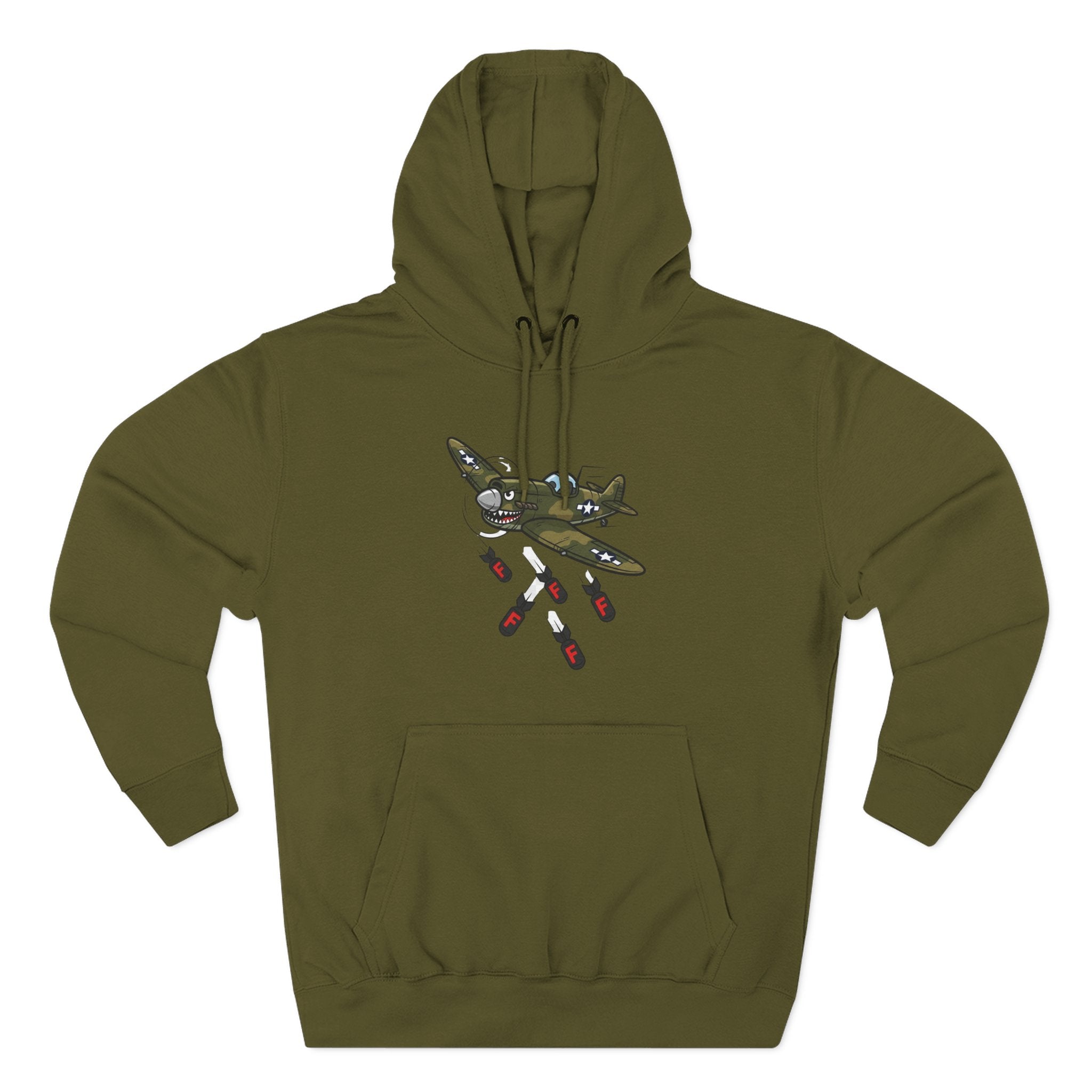 F-Bomb Fighter Plane Cartoon Hoodie – Cheeky Vintage Military Humor