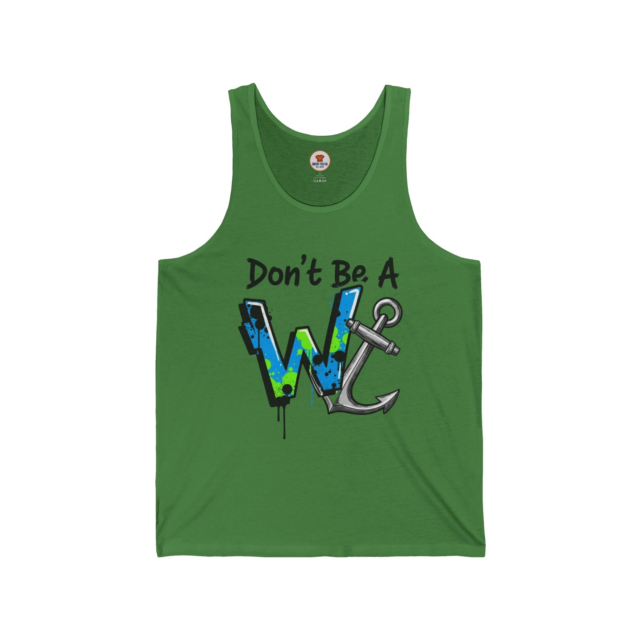 "Don't Be A Wanker" Anchor Graphic Tank Top – Nautical Funny Beachwear