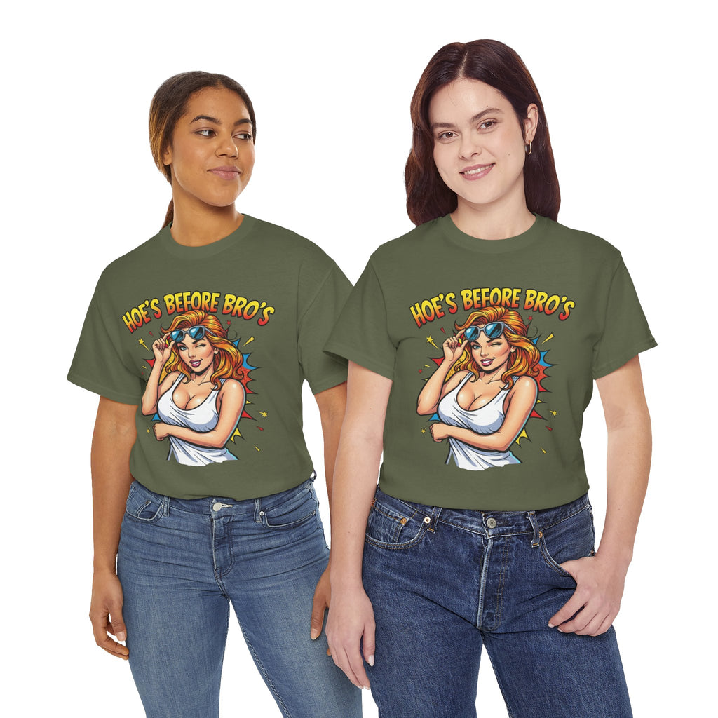 Graphic Tee — "Hoes Before Bro's" Pin-Up Style Women's Tee