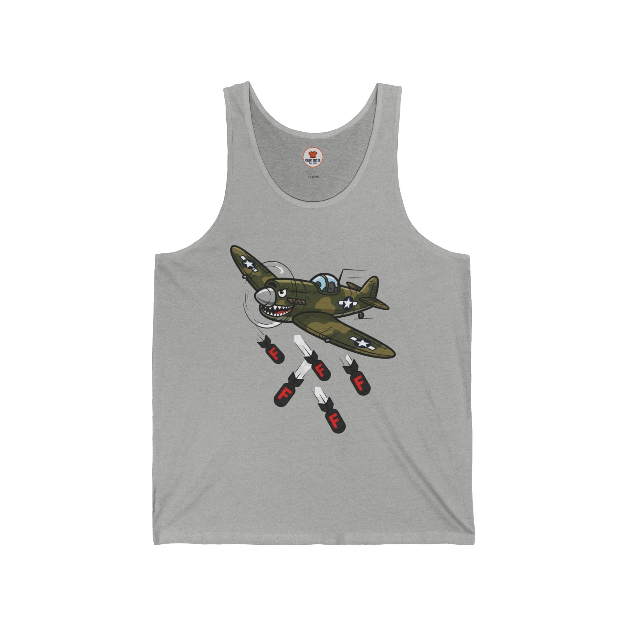 F-Bomb Fighter Plane Cartoon Tank – Loud & Cheeky Unisex Jersey