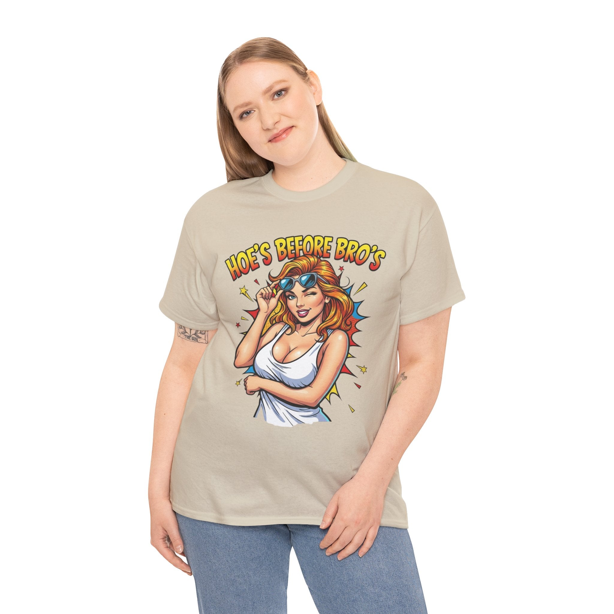 Graphic Tee — "Hoes Before Bro's" Pin-Up Style Women's Tee