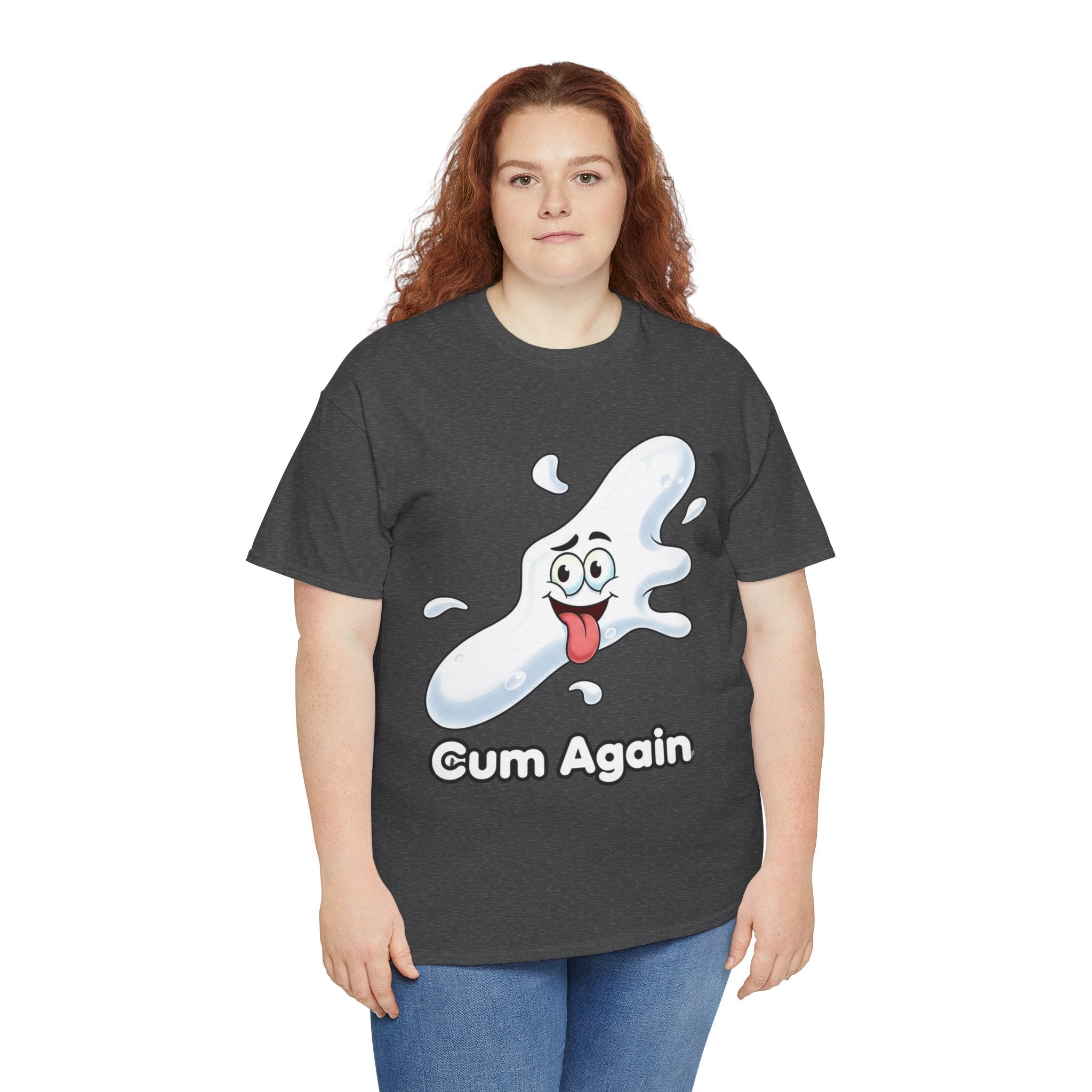 Graphic Tee — "Cum Again" Funny Cartoon Splash T-Shirt